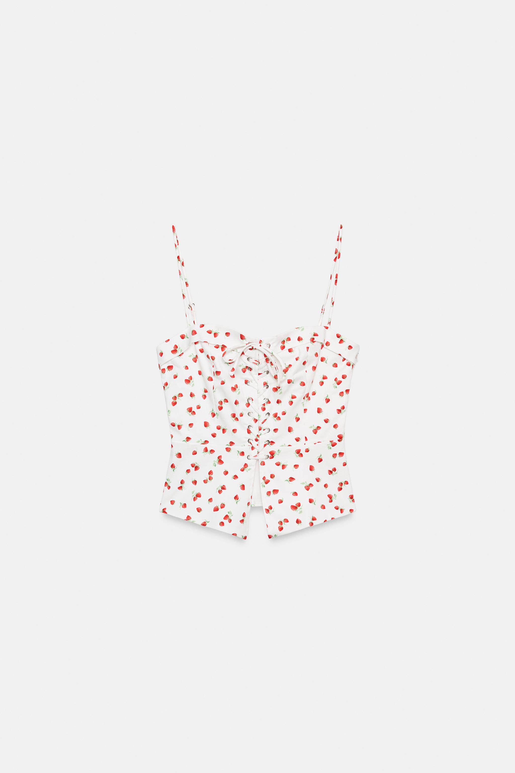 STRAWBERRY PRINT CORSET TOP